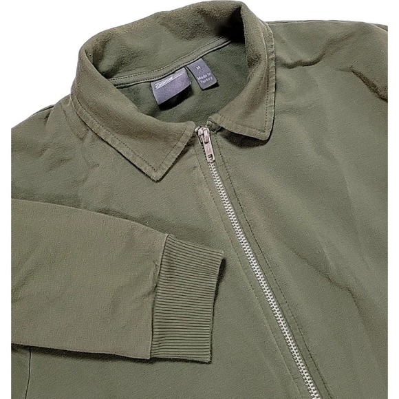 ASOS‎ WOMEN FULL Zip Sweatshirt Size MEDIUM POCKETS OLIVE GREEN COLLAR - Picture 1 of 8